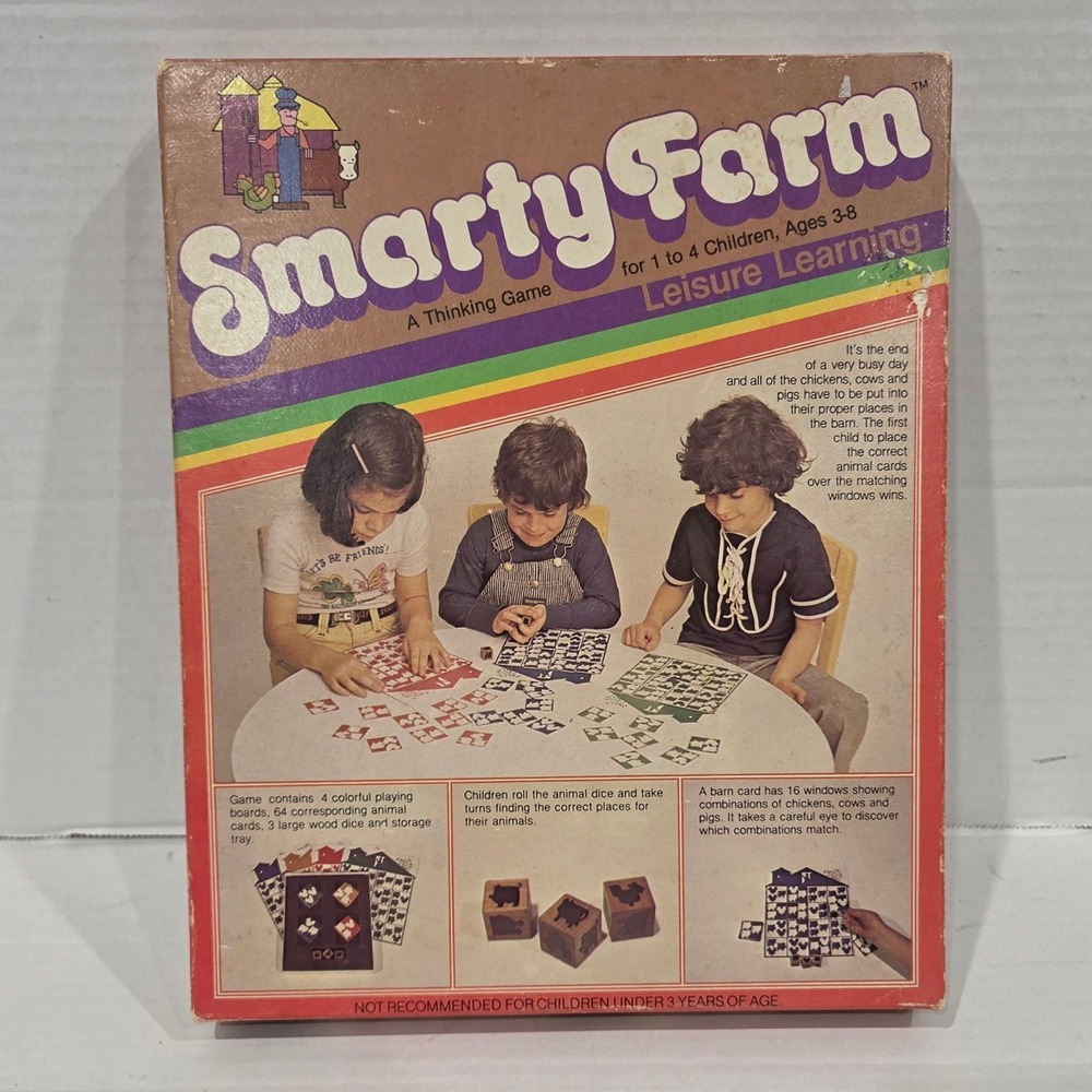 Vintage 1981 Smarty Farm A Thinking Game Leisure Learning Products Board Game